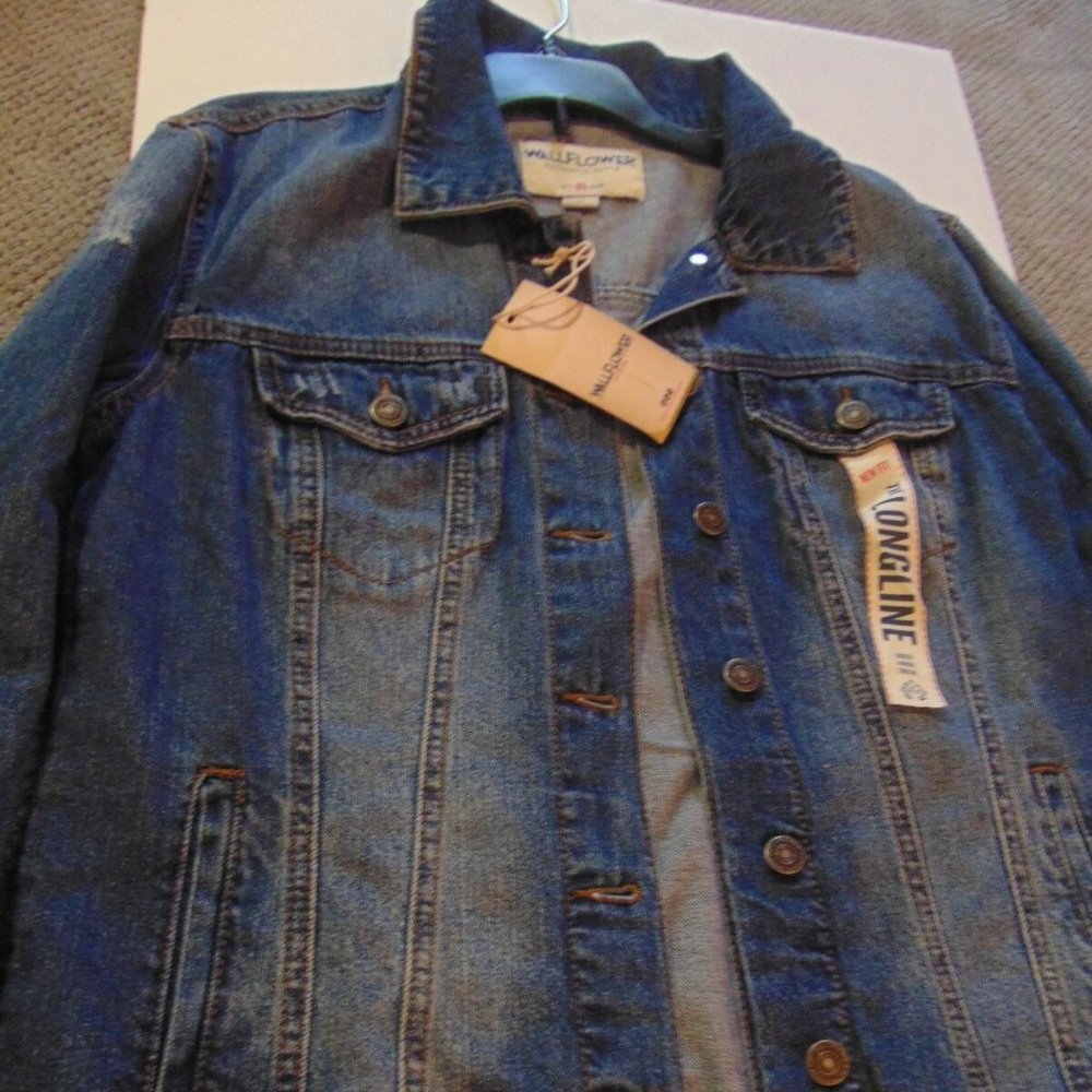 WALLFLOWER DISTRESSED DENIM Jacket - New LONGLINE